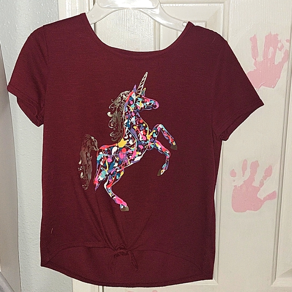 Unicorn Maroon Kids Tee-Shirt